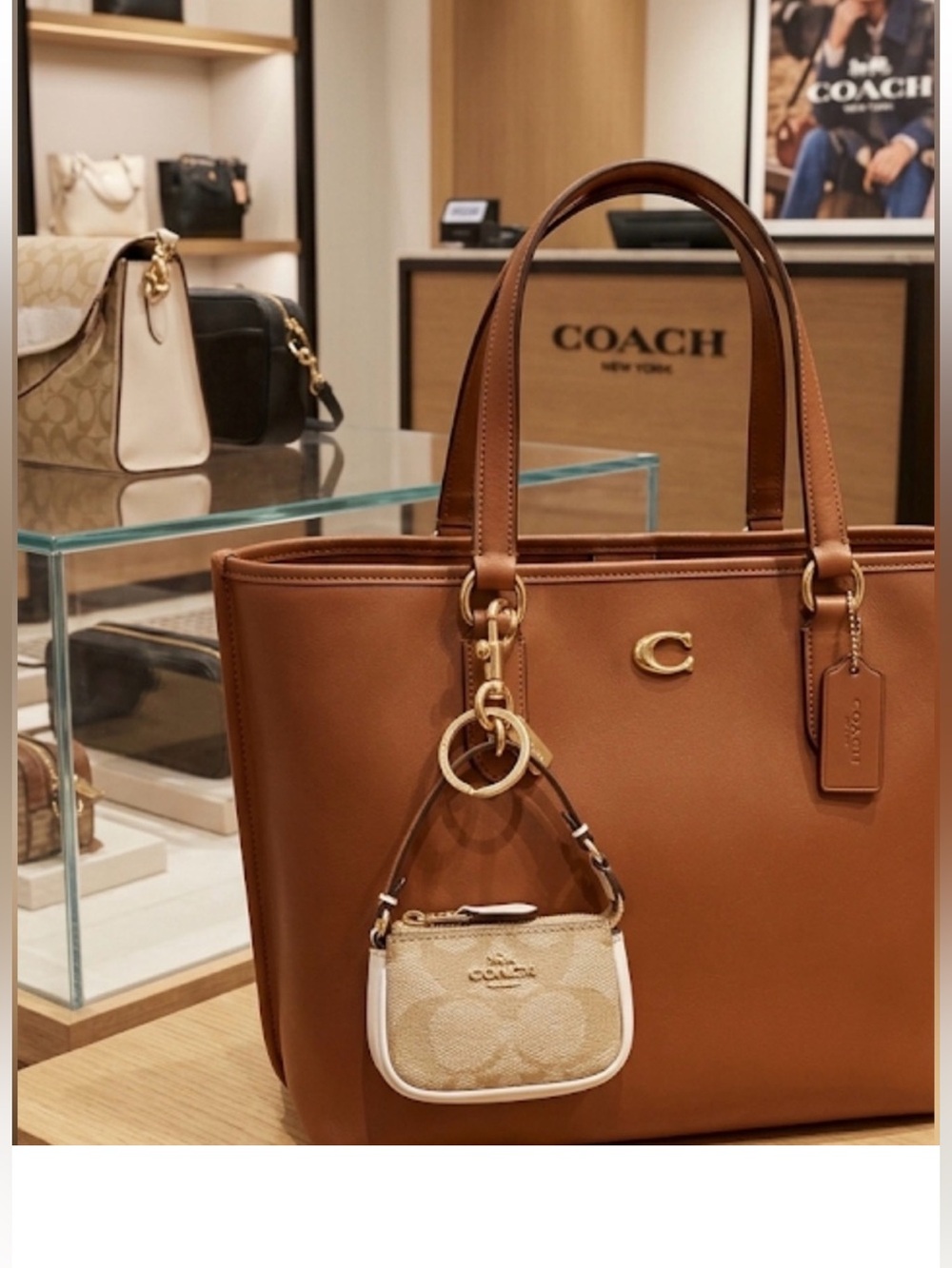 Coach Mini Nolita Signature Bag Keychain Gold Hardware - NWOT MSRP $138 - Picture 5 of 13